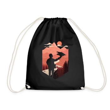 Falconer outdoors design falconry hawking falconer - Drawstring Bag - black - Front