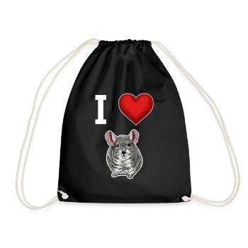I love my chinchilla rodent small animal - Drawstring Bag - black - Front