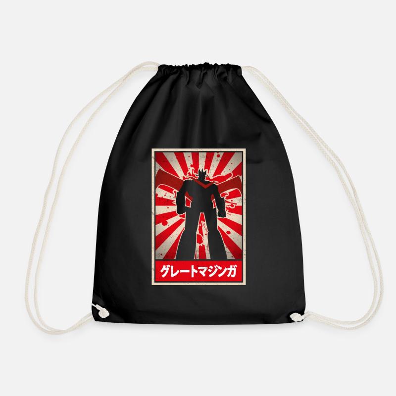 Great Mazinger Mecha Robot Cartoon 80's - Drawstring Bag - black