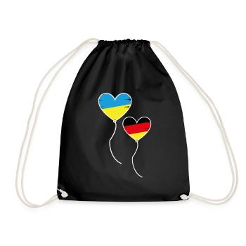 Ballon Herz Deutschland Ukraine Frieden Peace - Turnbeutel - Schwarz - Vorne