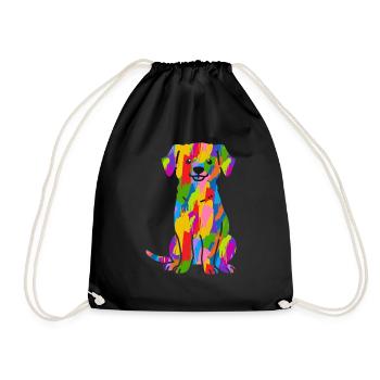 Labrador Colorful Vintage Rainbow Retro Dogs - Drawstring Bag - black - Front