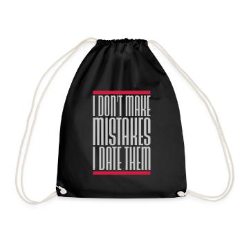 Date Mistakes Quote Logo - Drawstring Bag - black - Front