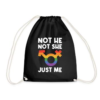 Not He Not She Just Me Lesbian Proud Rainbow Queer - Turnbeutel - Schwarz - Vorne
