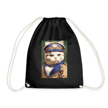 Cat Shorthair British Sail Uniform Navy - Drawstring Bag - black - Front
