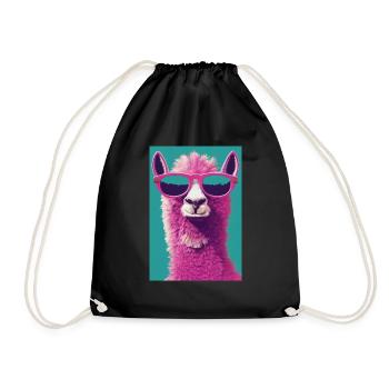 Lama Pink Glasses - Drawstring Bag - black - Front