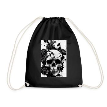 Rose Tattoo Skull - Drawstring Bag - black - Front