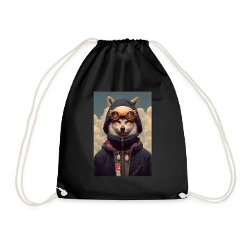 Wolf Mask Flyer - Drawstring Bag - black - Front
