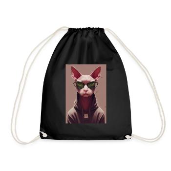 Sphynx Cat - Drawstring Bag - black - Front