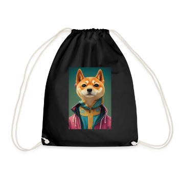 Shiba Dog Cute - Drawstring Bag - black - Front