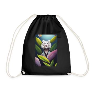 Tropical Lion White - Drawstring Bag - black - Front