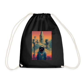 Astronaut Space Future Rocket - Drawstring Bag - black - Front