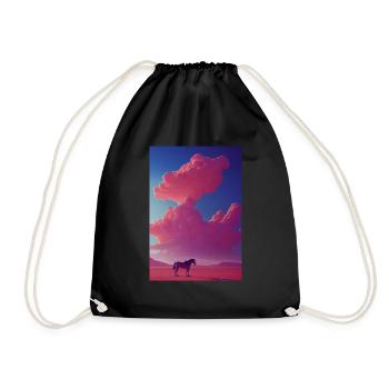 Pferd Lila Wolken Pink Fantasy - Turnbeutel - Schwarz - Vorne