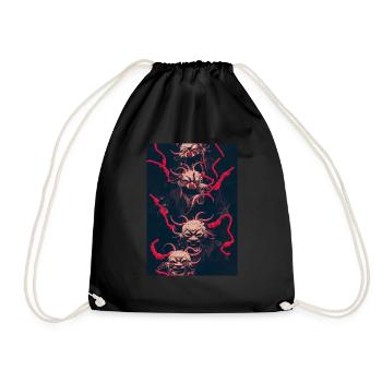 Japan Mask Hannya Demon Judo Fight Warrior - Drawstring Bag - black - Front