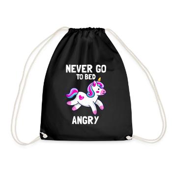 cute unicorn design - Drawstring Bag - black - Front