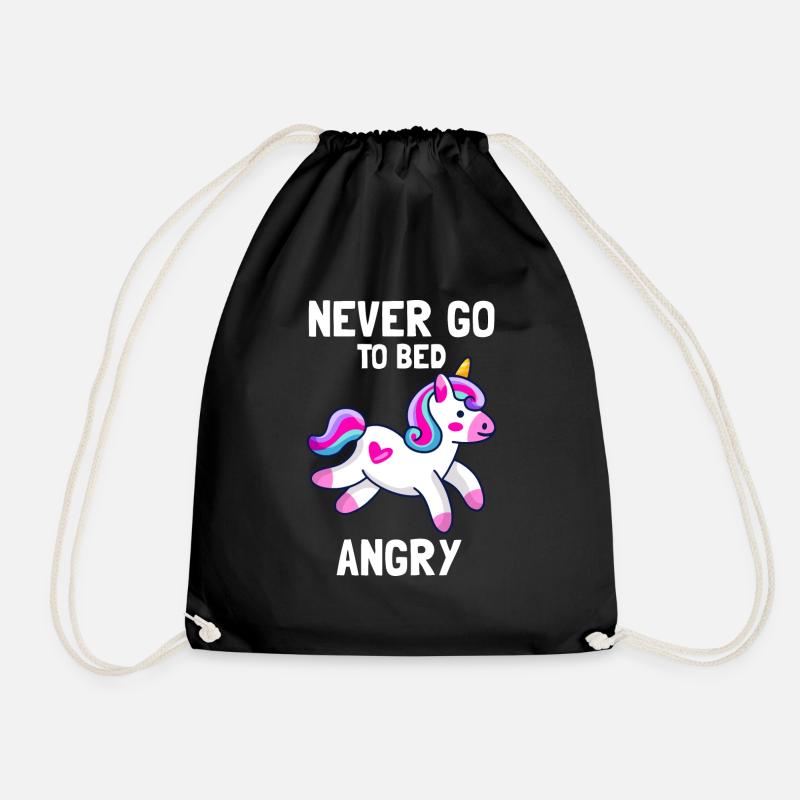 cute unicorn design - Drawstring Bag - black