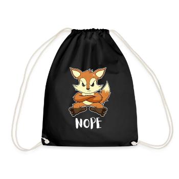 Nope Funny Lazy Fox - Drawstring Bag - black - Front
