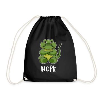Nope Alligator Funny Lazy Crocodile - Drawstring Bag - black - Front