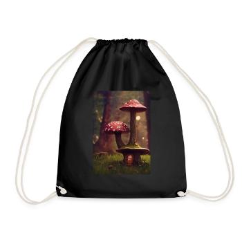 Mushrooms Forest Hiking Fantasy - Drawstring Bag - black - Front