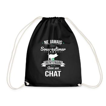 Sous-estimer un trentenaire avec son chat - Sac de sport léger - noir - Devant