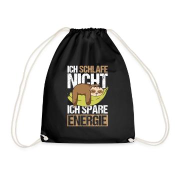 Ich schlafe nicht Ich spare Energie - Turnbeutel - Schwarz - Vorne