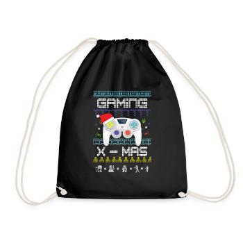 Gamer Weihnachtsoutfit Gaming X-MAS - Turnbeutel - Schwarz - Vorne