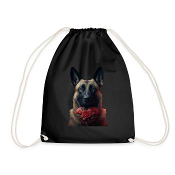 Malinois Valentines Tag - Turnbeutel - Schwarz - Vorne