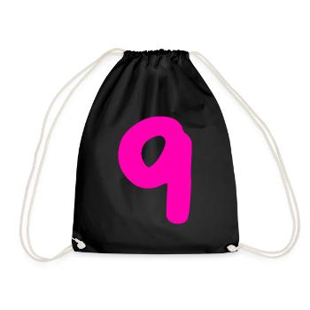9 years birthday pink - Drawstring Bag - black - Front