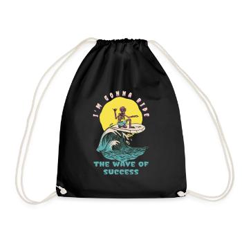I'm Gonna Ride The Wave Of Success Retro Surfer - Turnbeutel - Schwarz - Vorne