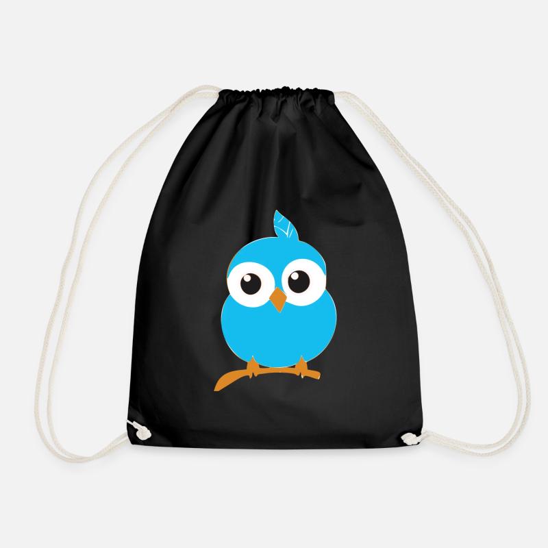 Cute Baby Owl Birdy - Drawstring Bag - black