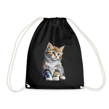 Adorable little cat meow Funny gifts - Drawstring Bag - black - Front