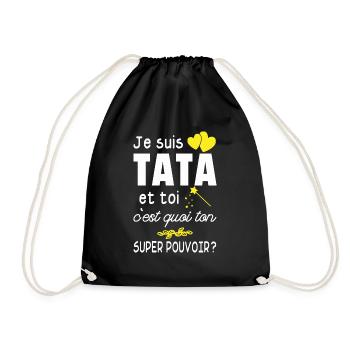je suis tata / cadeau humour tata - Sac de sport léger - noir - Devant