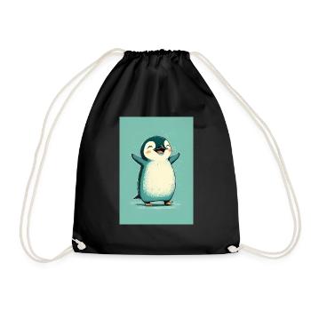 Pinguin Pinguine Tier Happy - Turnbeutel - Schwarz - Vorne