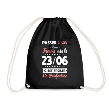 Anniversaire - Née le 23 Juin Frôler perfection - Sac de sport léger - noir - Devant