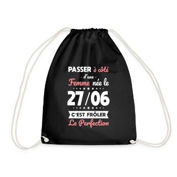 Anniversaire - Née le 27 Juin Frôler perfection - Sac de sport léger - noir - Devant
