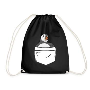 puffin puffin auke birds Lunde - Drawstring Bag - black - Front