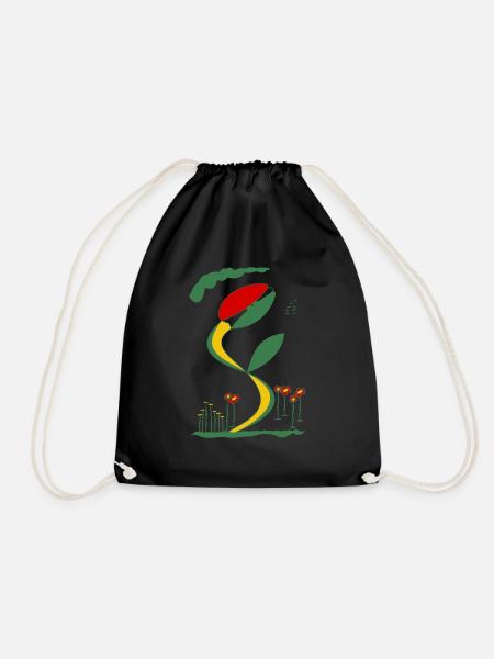 Flower 1 - Drawstring Bag - black