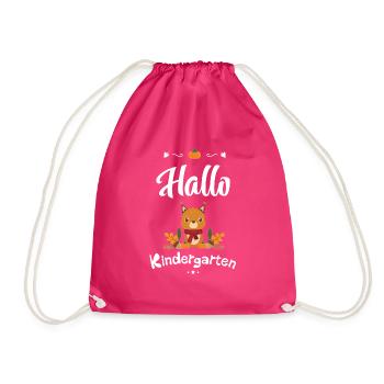 cute squirrel design with autumn motifs - Drawstring Bag - fuchsia - Front
