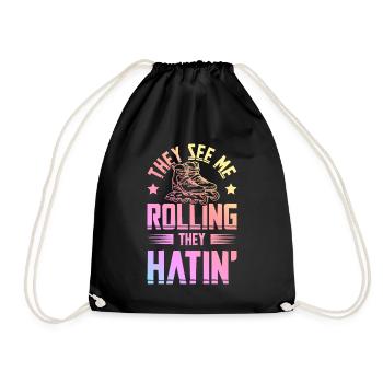 skate rolling - Drawstring Bag - black - Front