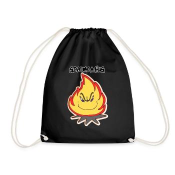 Funny Cartoon Fire Hug Me Illustration - Drawstring Bag - black - Front