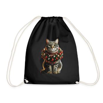 Advent Cat Motif - Drawstring Bag - black - Front