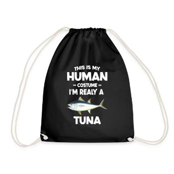 This is My Human Costume I m Really a Tuna - Drawstring Bag - black - Front