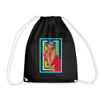 Illustration73 woman in red - Drawstring Bag - black - Front
