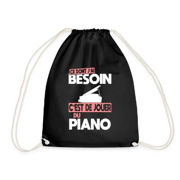 Ce dont j'ai besoin c'est de jouer du Piano - Sac de sport léger - noir - Devant