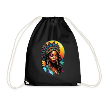 Afro Frau - Schönheit - Turnbeutel - Schwarz - Vorne
