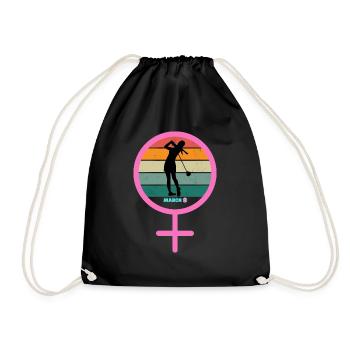 International Women's Day 2024 for Female Golfer - Drawstring Bag - black - Front