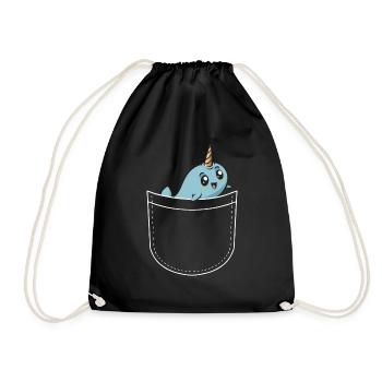 Narwhal Unicorn Whale - Drawstring Bag - black - Front