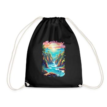 plage vacances soleil mer - Sac de sport léger - noir - Devant
