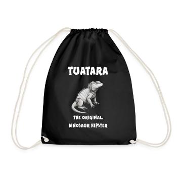 Tuatara The original dinosaur hipster - Drawstring Bag - black - Front