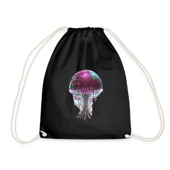 Qualle, Pailletten,glitzer,metallisch,pink - Turnbeutel - Schwarz - Vorne
