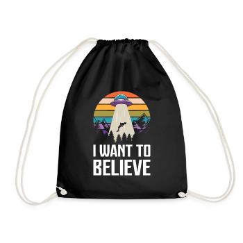 Funny Space Alien UFO Spacecraft - Drawstring Bag - black - Front